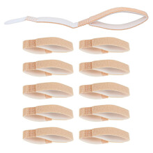 10 stk. Buddy Tape fingerstropper, velcro skinne, vaskbar/genanvendelig, til støtte for krøllede tæer (beige)