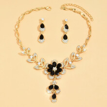 Jewelry Sets for Women Trendy Wedding Guest Dress Crystal Flower Necklace Earrings Set Sparkly Prom Dresses Formal Dresses for Women Wedding Guest