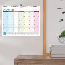 Calendario da parete 2026-2027 Gennaio 2026 - Giugno 2027 Grande calendario da appendere con colori sfumati, rilegatura a spirale doppia e carta