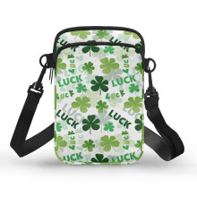 Lucky Clover Design Axelremsväska för vuxna Polyester Axelväskor med Dubbel Dragkedja