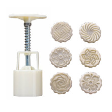 50g Mooncake Mold with 6pcs Flowers Stamps Hand Press Moon Cake Pastry Mould DIY Bakeware