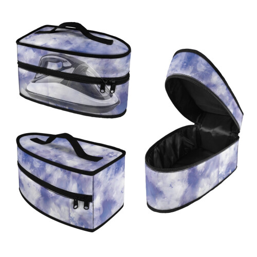 Γαλήνιο μπλε-μωβ σίδερα ταξιδιού Tie-Dye Organizer με φερμουάρ, μεγάλο μέγεθος,