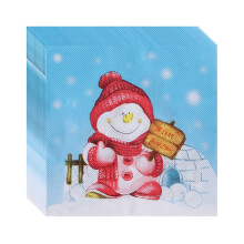 Christmas Napkins – Red Snowman & Snowflake, Blue Wonderland Design, Disposable Paper for Cake, Salad, Fruit, Drinks – Xmas Party, BBQ, Picnic