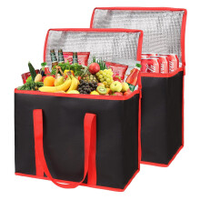 2-Pack Insulated Reusable Grocery Bags, Compatible with DoorDash/Uber Eats/Catering, Tote Cooler Bags