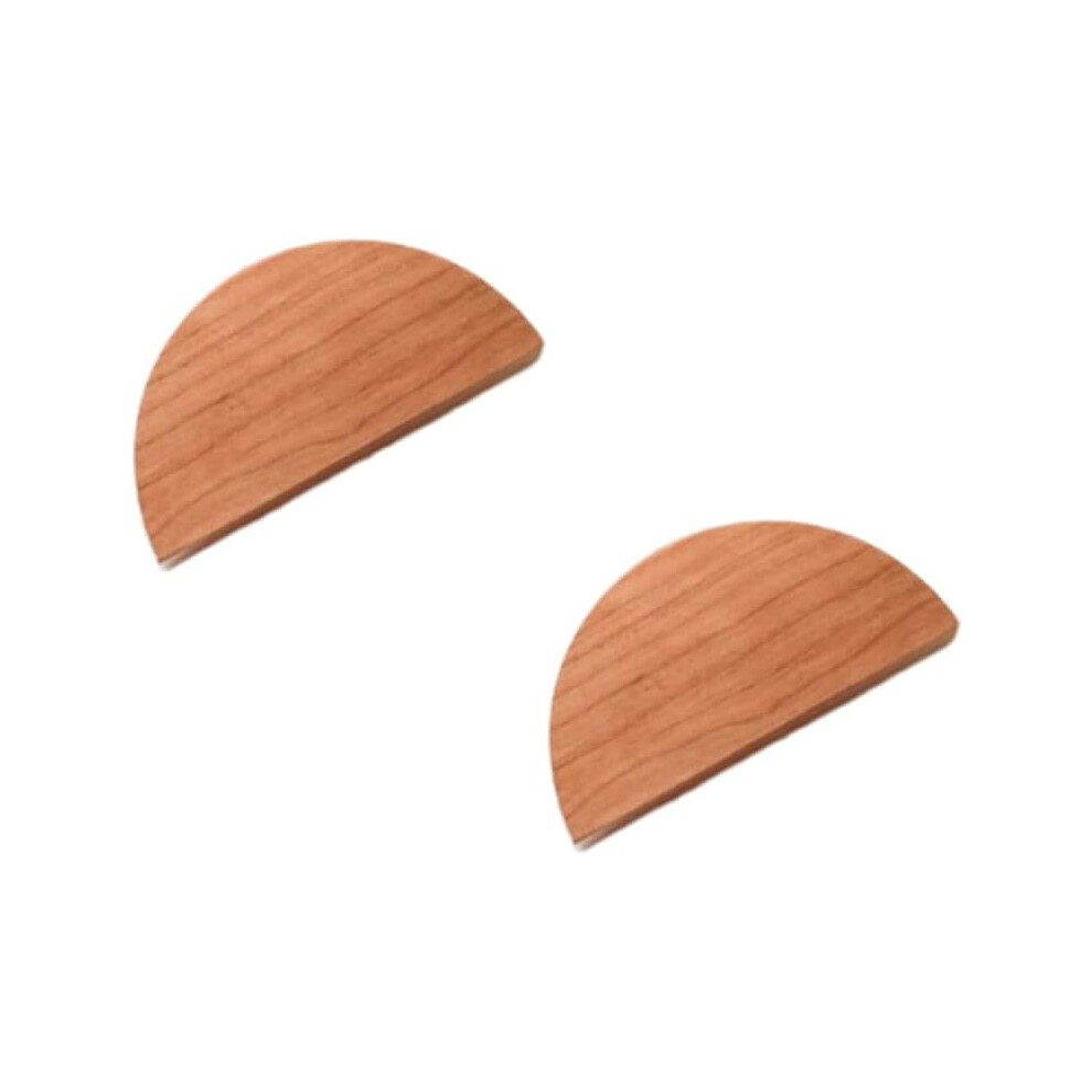 Gamvdout Wooden Drawer Knobs 2Pcs Semi Circular Door Wardrobe Shoe Cabinet Cabinet Bedside Cabinet Log Single Hole Solid Wood Handle 64Mm Oak 9028731128177