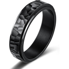 Gehamerde titanium draaibare ring