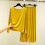 Women's Yellow Cotton Pajama Set Long Sleeve Solid Casual 1