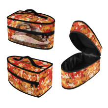 Borsa da viaggio in poliestere con motivo zucca autunnale e foglia d'acero, facile da pulire, con maniglia e cerniera, solo borsa.