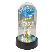 Light Blue LED Rose in Glass Dome – 15cm Eternal Flower Gift, Compatible with Valentine’s Day Decor