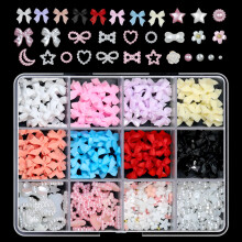 3D Nail Charms Kit: Bows, Spring Blossoms, Tiny Flowers, Hearts, Pearls – Mix Sizes, Flatback – Compatible with Acrylic Nails