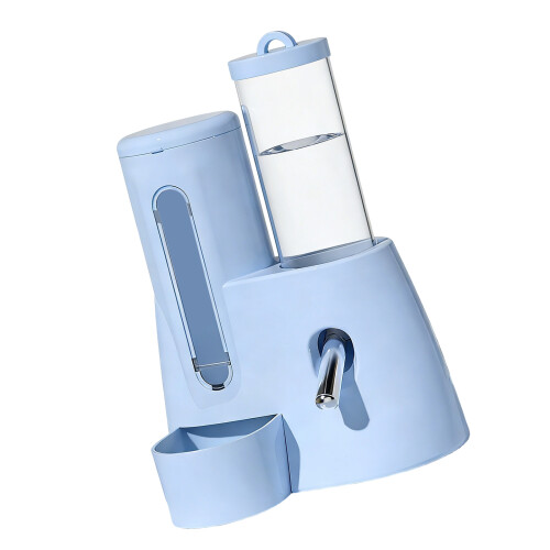 Practical Small Pet Food Feeder Water Dispenser 2in1-Blue