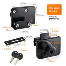 Glass Cabinet Double Door Door Lock Showcase Lock Glass Opening with Key Black