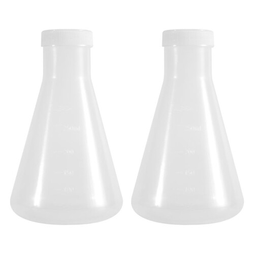 Laboratory Graduated Plastic Conical Erlenmeyer Flask, Measurable, Smooth Thick Wall, Two Bottles of 250Ml
