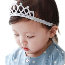 Baby Girl Adjustable Crown Headband Head Turban Elastic Hair Band Headwear Silver