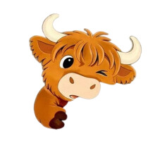 High Land Cattle Peeking Wall Art Sticker Creative-1 A