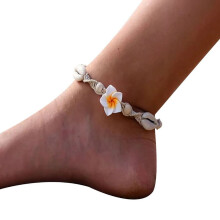 Bohemian Woven Shell Flower Ankle Bracelet Handmade Women Beach Foot Jewelry 2#