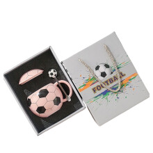 Kaffeetasse mit künstlerischem Fußball-Design,-Rosa Geschenkbox
