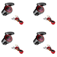 4X Carregador de Carro USB Tipo C PD e Carregador Rápido QC 3.0 12V Tomada com Interruptor Liga/Desliga para Motocicleta Rv Atv, Vermelho