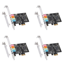 4X Carte Son PCIe 5.1, Carte Surround PCI Express Audio Stéréo 3D avec Haute Performance Sonore Carte Son PC Puce CMI8738