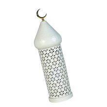 Decorative White Iron Candle Holder with Moroccans Pattern-M