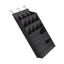 Rangement suspendu à 12 + 2 portes avec grandes poches à-Noir