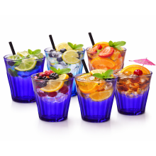 Duralex Set of 6 PICARDIE Glass Tumblers 250ml Vintage Drinking Blue