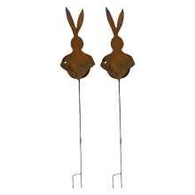 Fermes lapin Silhouettes planteur support lapins fer-2 pièces
