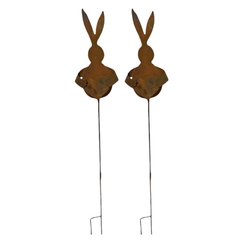 Fermes lapin Silhouettes planteur support lapins fer-2 pièces