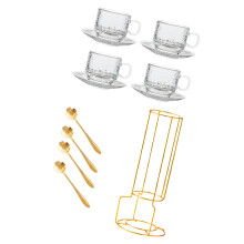 Joli ensemble de tasses à café et de plats en verre comprenant-B