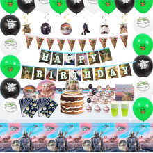 Party Supplies Set with Plates Balloons Banner Tableware for Birthday Kids