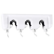 Besenhalter Wand Weiß Mit 3 Ball-Fächern & 4 Ausziehbaren Haken
