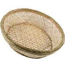 1Pc Green Bamboo Woven Fruit Basket Household Egg Storage Container
