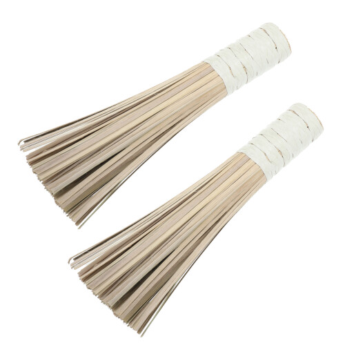 2St Retro Bamboe Keukenborstel Potten Woks Schoonmaaktool