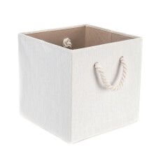 Foldable Cube Storage Box Storage Box Fabric Storage Basket 1 Pcs for Storing Durable Rope Handles Closet Box Fabric Storage Racks Bedroom Toys Beige