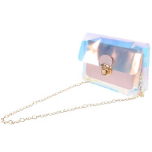 Women Sac Transparent Coloré À Chaîne Arc-En-Ciel Pochette Claire