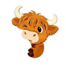 Cute High Land Cattle Peeking Wall Art Adhesive Sticker For-2 A