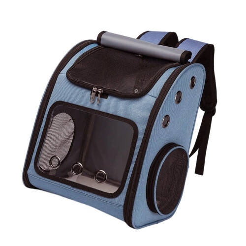 Ventilated Pet Journey Bag With Wide View And Comfortable-Blue