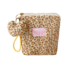Elegant Faux Furs Leopards Print Small Handbag Cosmetics-Yellow