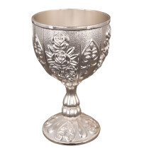 Metal Chalice With Artistic Detailing Elegant Drinking-Silver