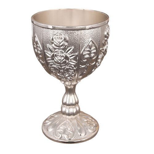 Metal Chalice With Artistic Detailing Elegant Drinking-Silver