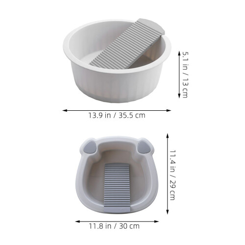 2 Pezzi Lavatoio Portatile con Plancia in Plastica e Base Antiscivolo 1