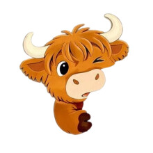 Funny High Land Cow Peeking Wall Sticker Waterproof-1 20X20cm