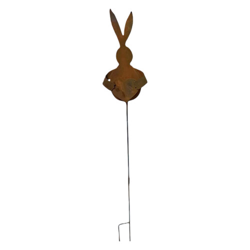 Rusty Rabbit Shape Metal Art Iron Easters Garden Stakes-1pcs