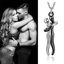 Hip Hop Umarmung Paar-Anhänger für Frauen Männer Punk Liebhaber Umarmung Halskette Versprechen Schmuck Party Geschenke Mode Schwarz