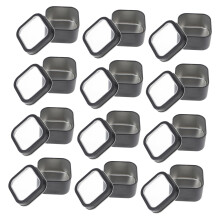 15pcs Black Square Candle Making Tins with Clear Window Lids, Durable Metal Tins for DIY Crafts