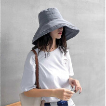 (dark blue)Women Large-brimmed Sun Hat Fashion Peach Skin Velvet Fisherman Hat Outdoor