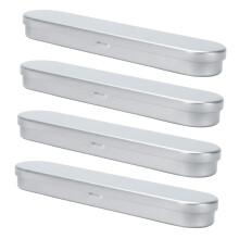 4 Pcs Metal Pen Boxes Silver Iron Gift Cases with Soft Sponge Liner and Polished Protective Finish