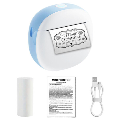 (Blue) Wireless Mini Sticker Printer Inkless Photo and Label Maker Small Size Designs for Labels and Notes  Purple