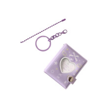 Purple PVC Photo Album Book with Sweet Bows Design, Durable Student Card Organizer for School Travel