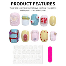 (S) Colorful Short Fake Nails for Women & Girls
